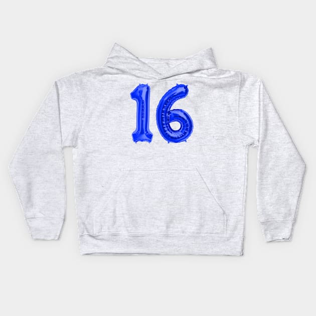 Royal Blue 16th Birthday Metallic Helium Balloons Numbers Kids Hoodie by podartist